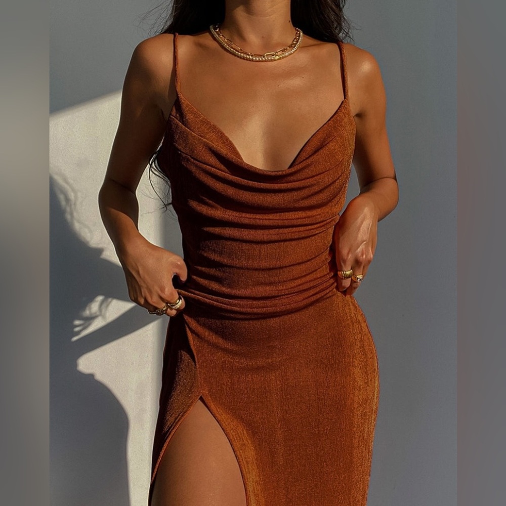 Copper Sleeveless slip Dress